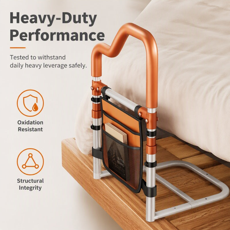 Adjustable Bed Assist Rail with Storage Pocket