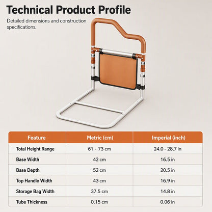 Adjustable Bed Assist Rail with Storage Pocket