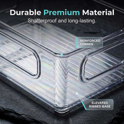 Clear Stackable Refrigerator Organizer Bin with Handles