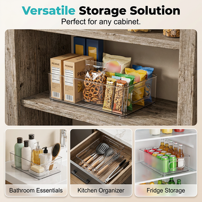 Clear Stackable Refrigerator Organizer Bin with Handles
