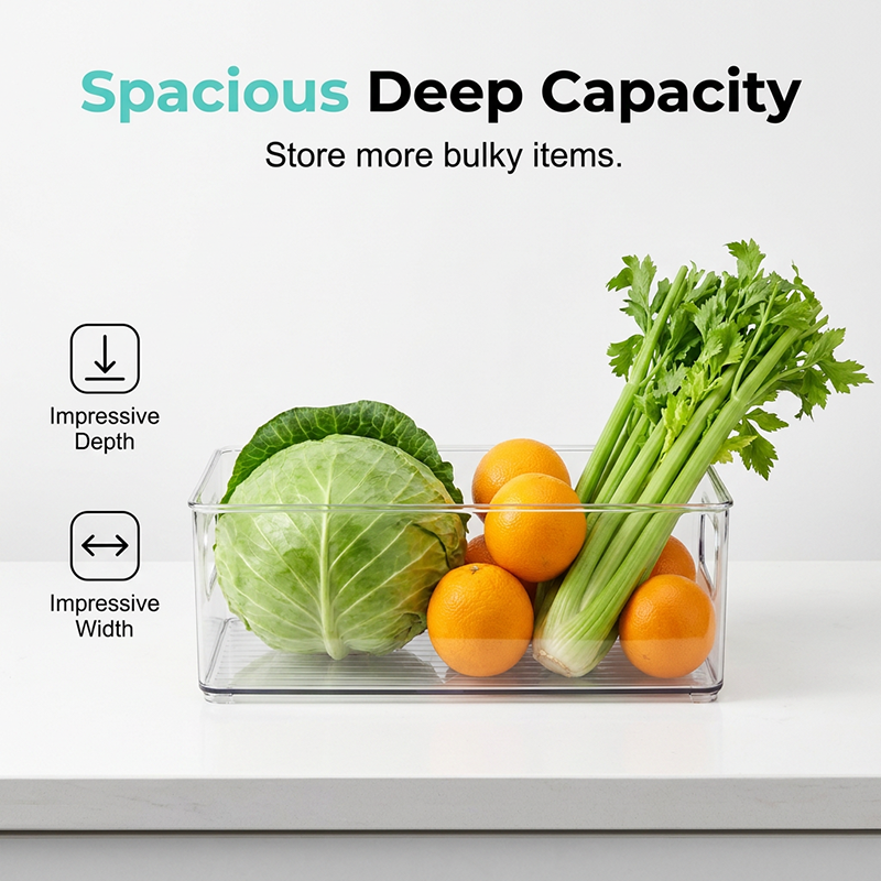 Clear Stackable Refrigerator Organizer Bin with Handles
