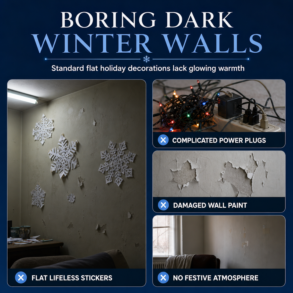 🥳2026 HOT SALE🥳💞50K+ SOLD!💥 50% OFF!❄️Glowing Snowflake Night Light Wall Stickers