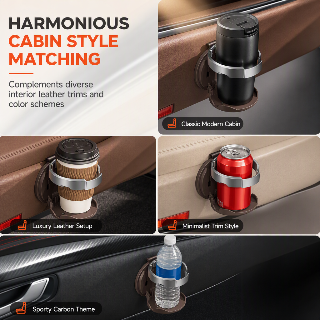 Multifunctional Foldable Car Door Cup Holder Large Diameter Drink and Water Bottle Storage Rack