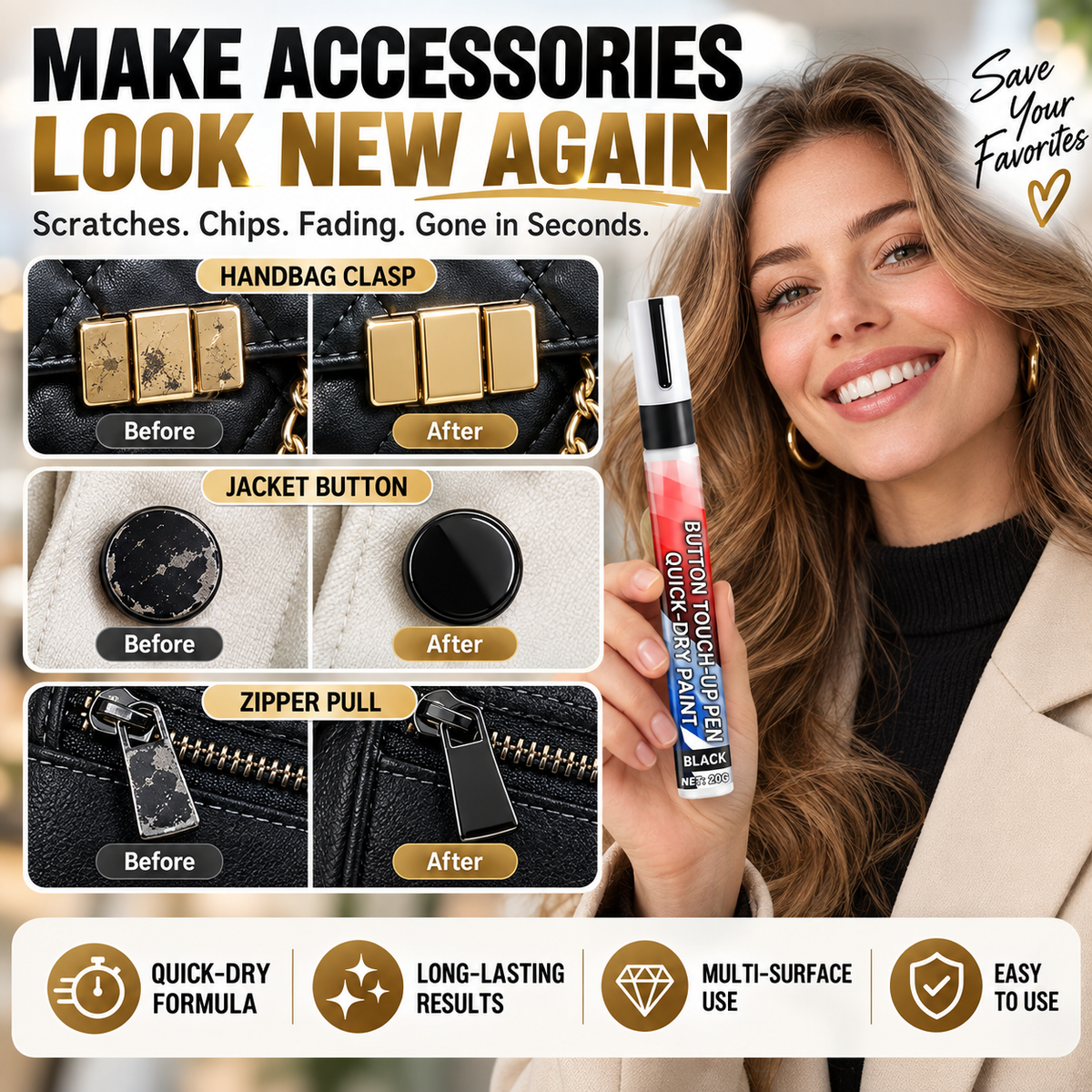 Multi-Purpose Button Touch-Up Pen
