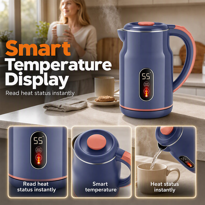 🥳2026 HOT SALE🥳💞50K+ SOLD! ☕🔥 50% OFF! Smart Electric Kettle – 3L, 1500W fast boil, 55°C keep warm, temp display & cool-touch. Family-size convenience! 🛡️✅