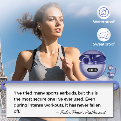 🥳2026 HOT SALE🥳💞50K+ SOLD! 🎧👂 50% OFF! Open-Ear Clip-On Bluetooth Earbuds – all-day comfort, immersive sound, leakage control, 8-10h battery, touch control. No ear pain! 🔋💪