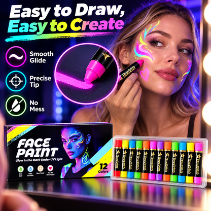 12-Color Face Paint Crayon Set