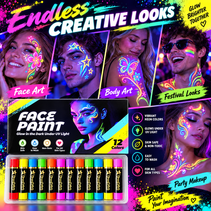 12-Color Face Paint Crayon Set