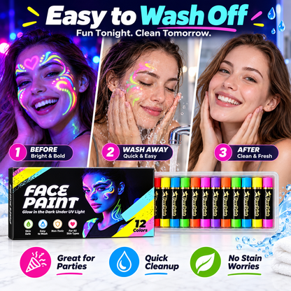 12-Color Face Paint Crayon Set