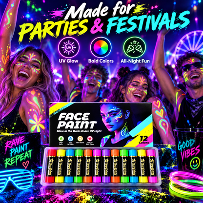 12-Color Face Paint Crayon Set