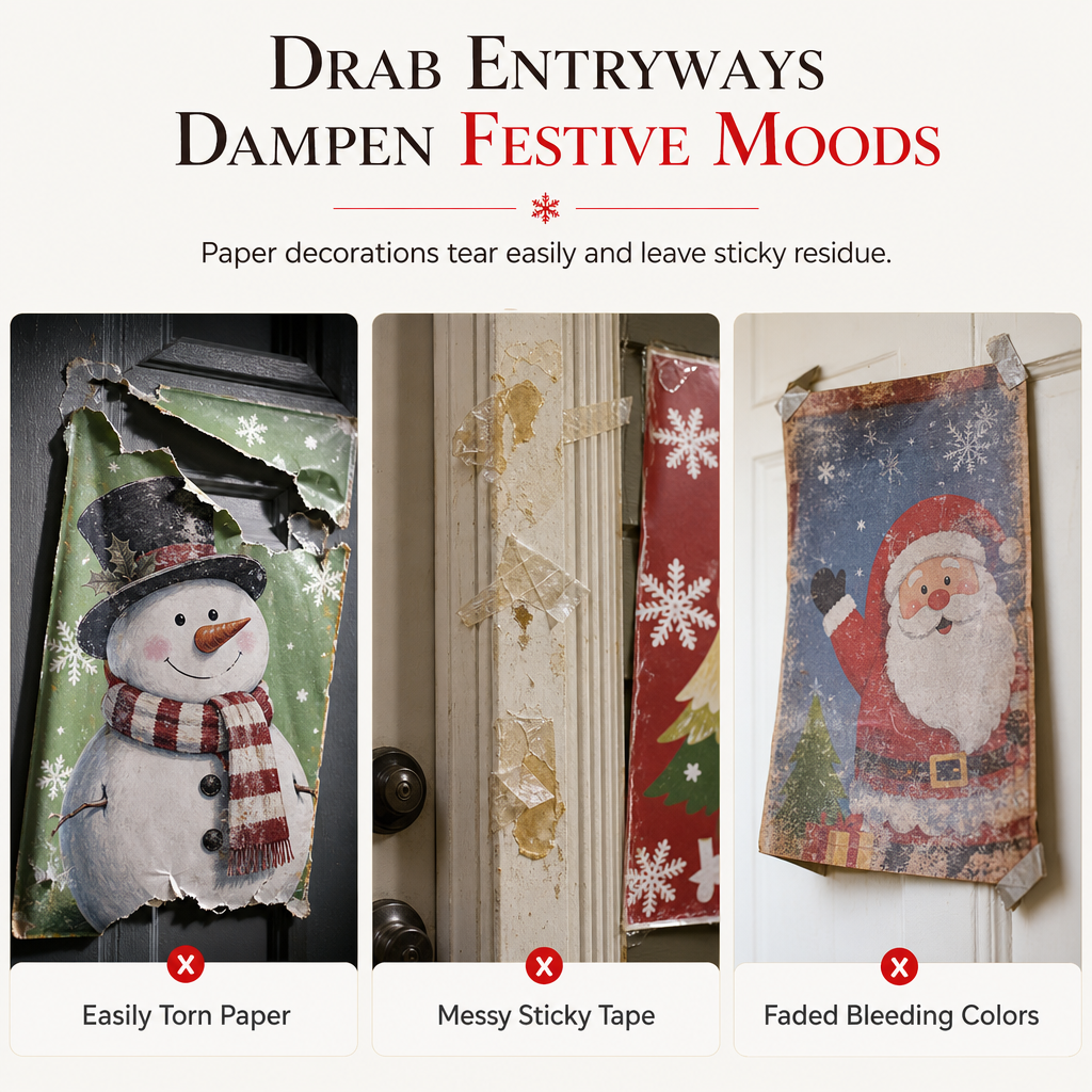 🎄Christmas Door Cover | Festive Holiday Front Door Decor for Xmas Home & Party