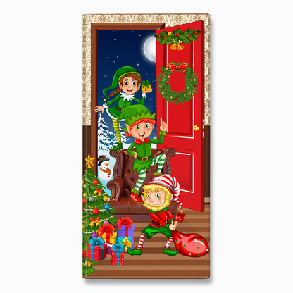 🎄Christmas Door Cover | Festive Holiday Front Door Decor for Xmas Home & Party