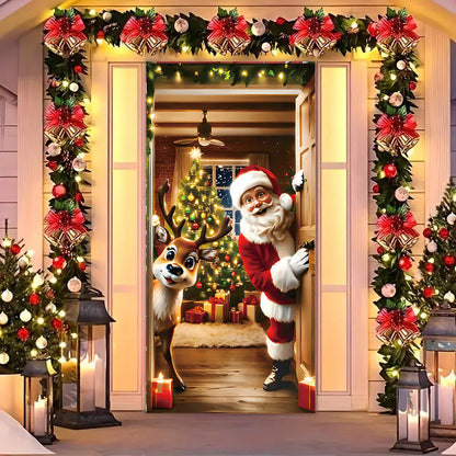🎄Christmas Door Cover | Festive Holiday Front Door Decor for Xmas Home & Party