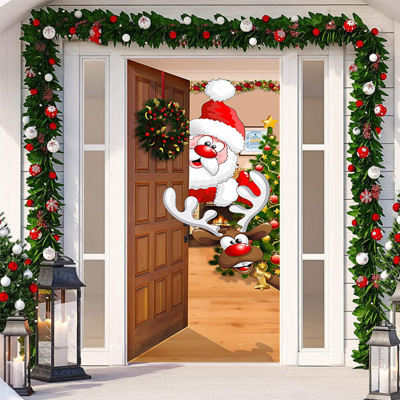 🎄Christmas Door Cover | Festive Holiday Front Door Decor for Xmas Home & Party