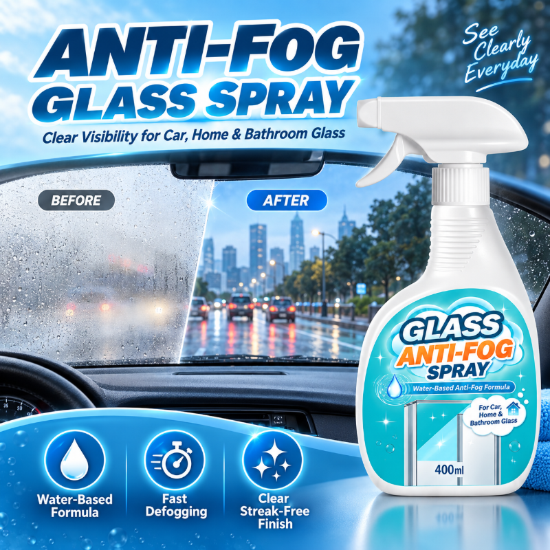🥳2026 HOT SALE🥳💞50K+ SOLD! 🚗🪟 50% OFF! Glass Anti-Fog Spray – water-based formula prevents foggy build-up, long-lasting clarity, streak-free. For car windshields, mirrors & home windows! ✨💪