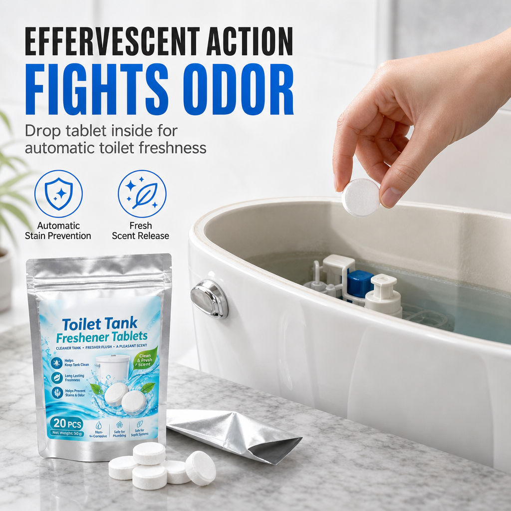 🥳2026 HOT SALE🥳💞50K+ SOLD! 🚽✨ 50% OFF! 20 Pack Toilet Tank Freshener Tablets – effervescent action fights odor, slow release cleans constantly. Gentle on plumbing! 🧼✅