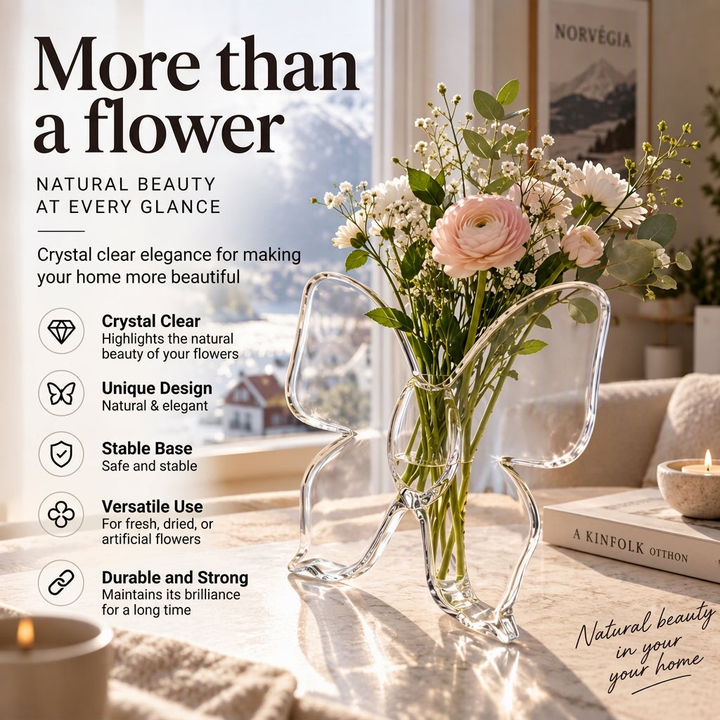 🦋 LIMITED-TIME 50% OFF! 💐 Transparent Butterfly Vase – Lightweight, Elegant, Gift-Ready ✨