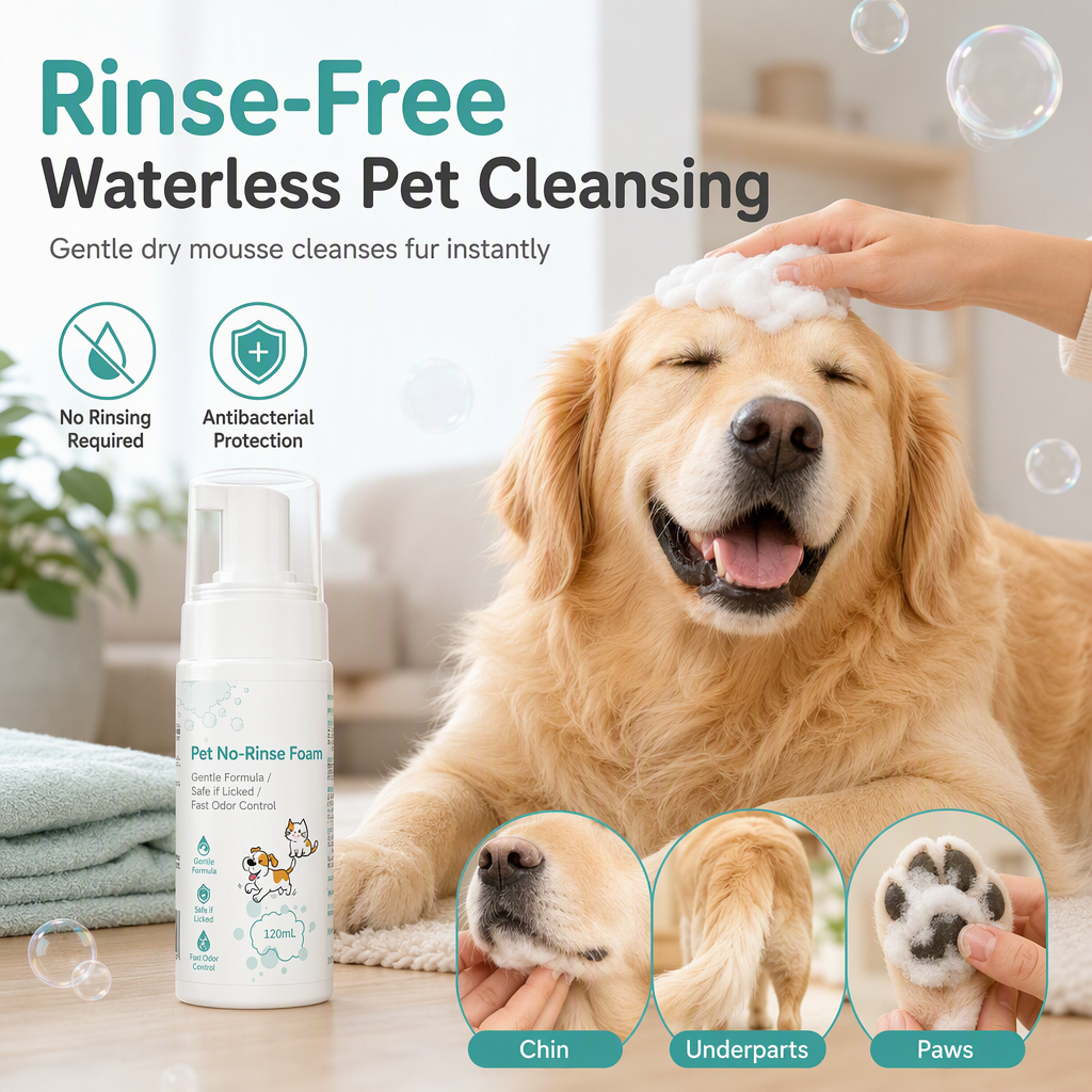 No-Rinse Pet Cleaning Mousse for Cats and Dogs