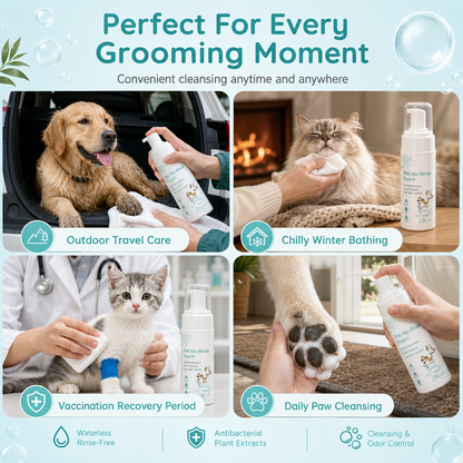 No-Rinse Pet Cleaning Mousse for Cats and Dogs