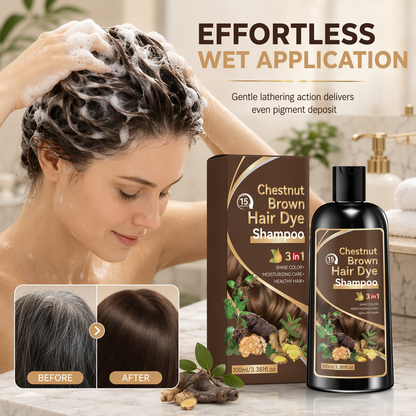 🥳2026 HOT SALE🥳💞50K+ SOLD! 🧴✨ 50% OFF! Hair Dye Shampoo – herbal ginger & ginseng, 15-min salon color, easy wet application. Covers gray, 3 shades! 💇‍♀️💚