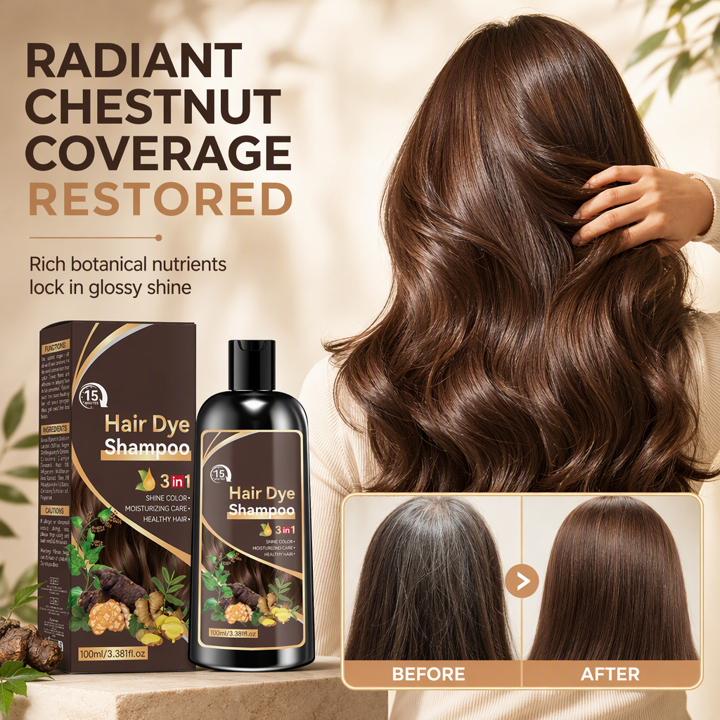 🥳2026 HOT SALE🥳💞50K+ SOLD! 🧴✨ 50% OFF! Hair Dye Shampoo – herbal ginger & ginseng, 15-min salon color, easy wet application. Covers gray, 3 shades! 💇‍♀️💚