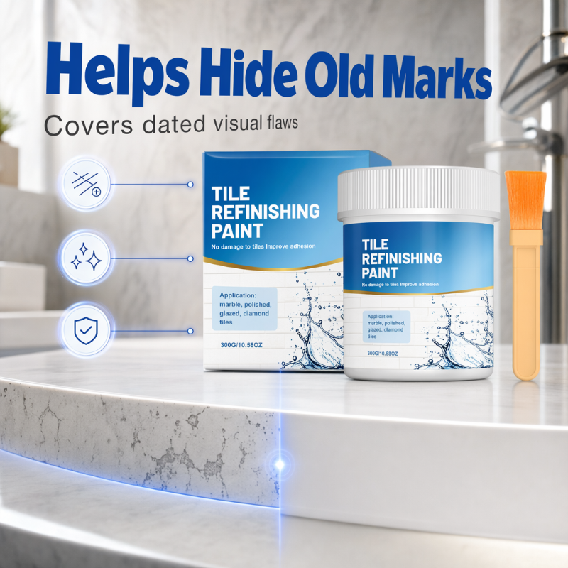 🥳2026 HOT SALE🥳💞50K+ SOLD! 🎨🛁 50% OFF! White Tile Refinishing Paint with Brush – covers stains, waterproof & glossy. Refresh tiles, sinks & toilets without replacing! 🛡️✅