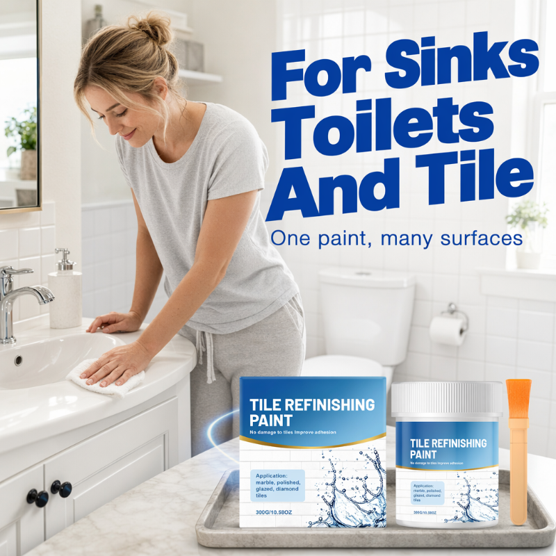🥳2026 HOT SALE🥳💞50K+ SOLD! 🎨🛁 50% OFF! White Tile Refinishing Paint with Brush – covers stains, waterproof & glossy. Refresh tiles, sinks & toilets without replacing! 🛡️✅