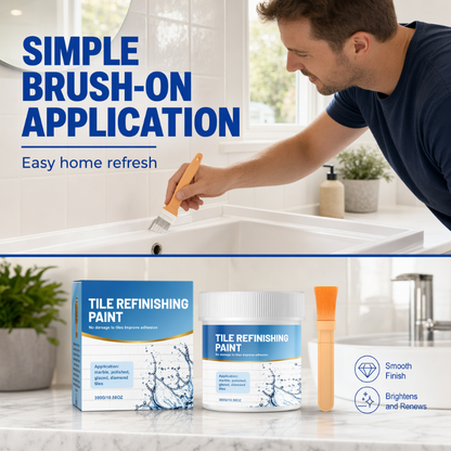 🥳2026 HOT SALE🥳💞50K+ SOLD! 🎨🛁 50% OFF! White Tile Refinishing Paint with Brush – covers stains, waterproof & glossy. Refresh tiles, sinks & toilets without replacing! 🛡️✅