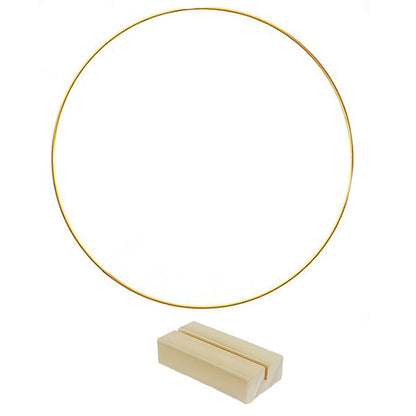 ⏳Limited-time 50% off⏰Gold Metal Floral Hoop Centerpiece with Wooden Stand🌸✨