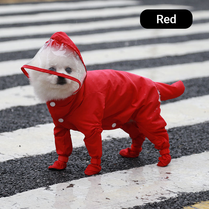 Hooded & Leg Cover Raincoat for Small Dogs