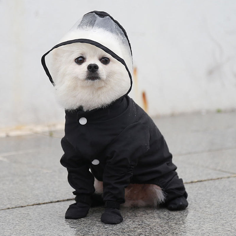 Hooded & Leg Cover Raincoat for Small Dogs
