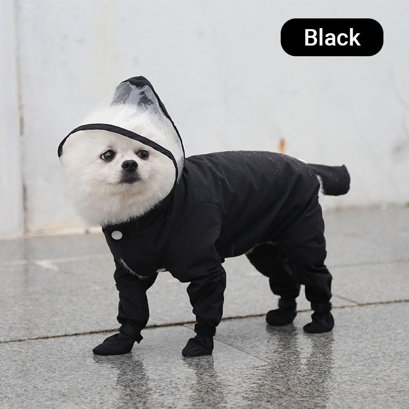 Hooded & Leg Cover Raincoat for Small Dogs