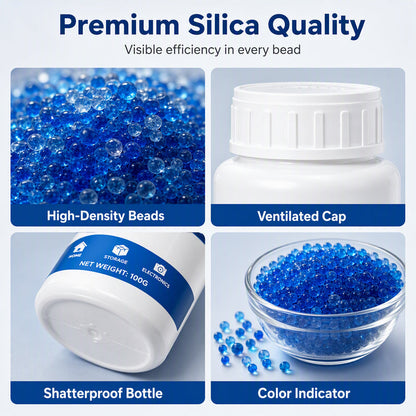 🥳2026 HOT SALE🥳💞50K+ SOLD! 💧🛡️ 50% OFF! Silica Moisture Absorber Beads – rapid moisture capture, odorless & safe. 100g compact bottle for closets, electronics & storage! 🏠✅