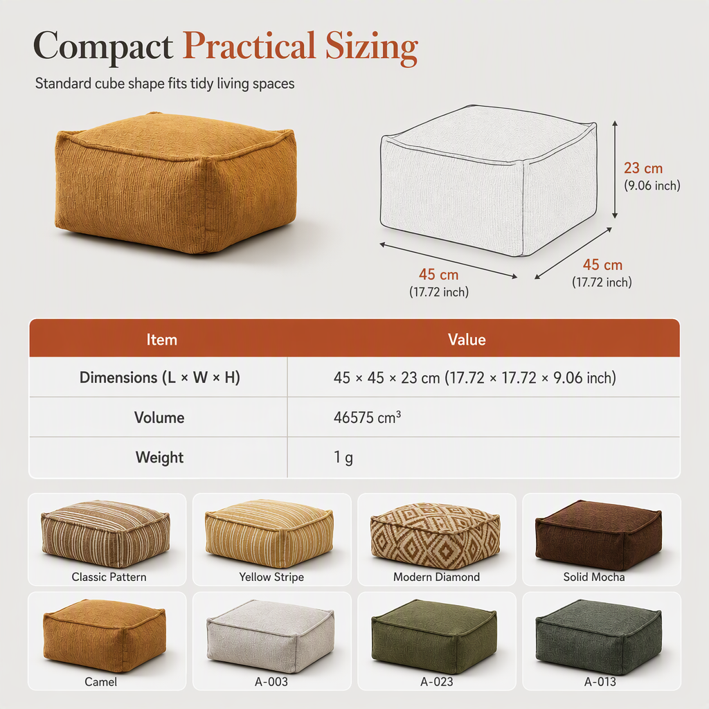 📢📢50% OFF !! ⏰Storage Stool Cover: Fill with Clothes, 100kg Support, Wide Zipper, Washable, 45x45x23cm