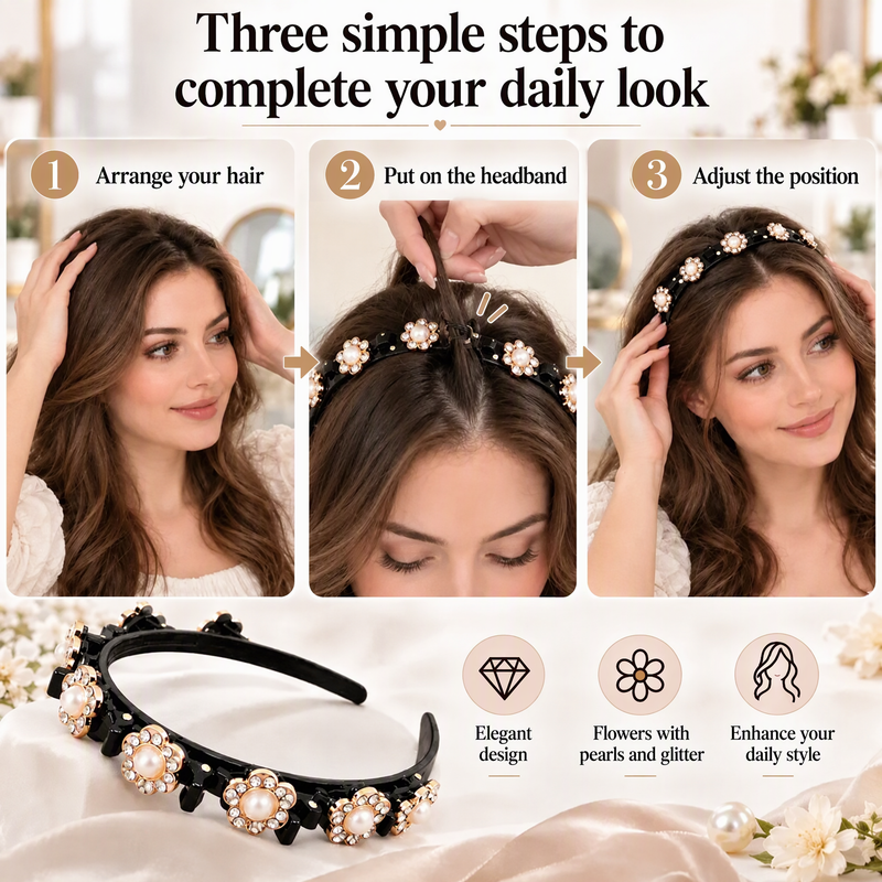 Vintage-Style Headband with a Pearl Topper