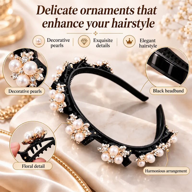 Vintage-Style Headband with a Pearl Topper