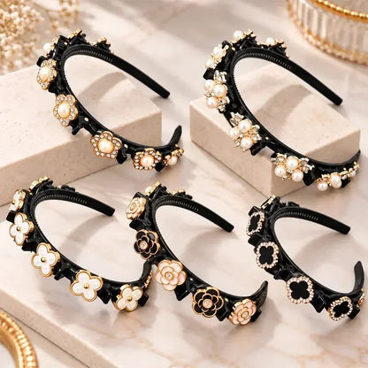 Vintage-Style Headband with a Pearl Topper