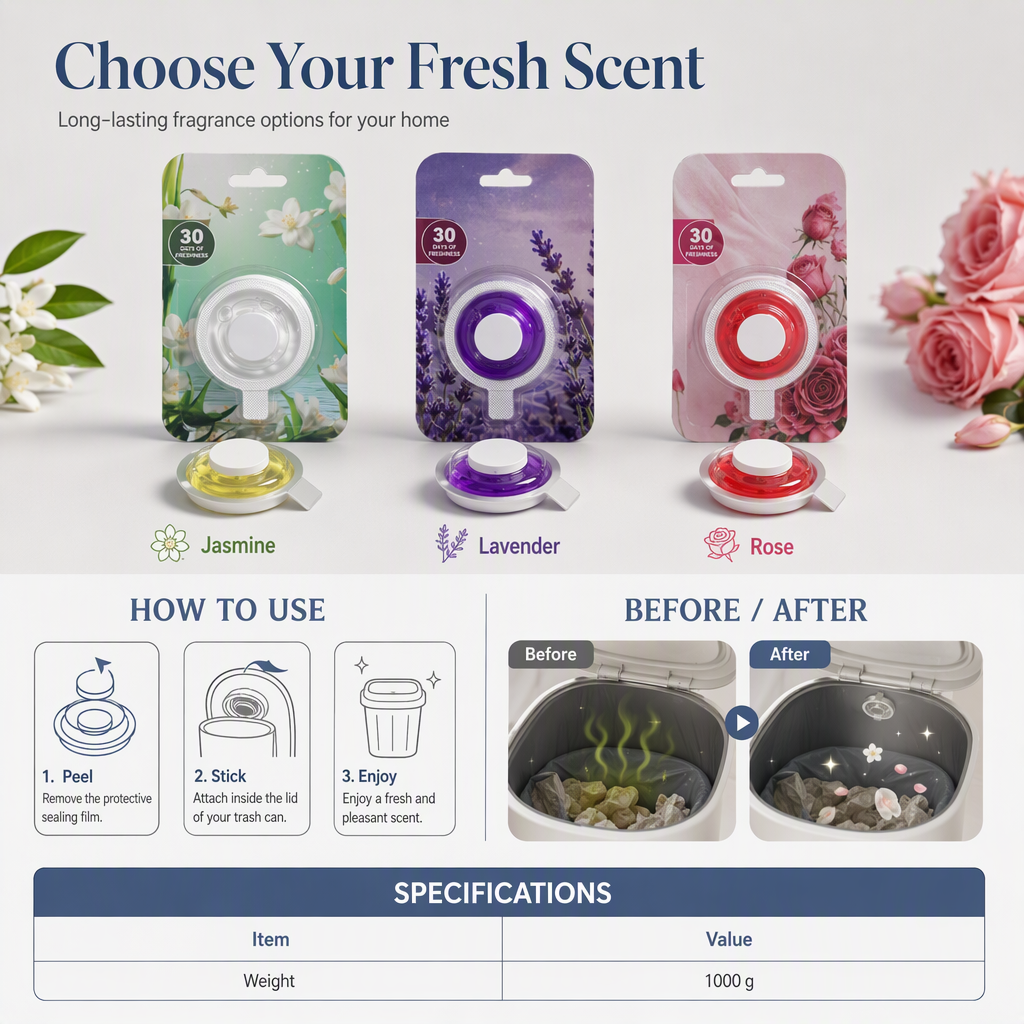 🥳2026 HOT SALE🥳💞50K+ SOLD! 🗑️🌿 50% OFF! Plant Extract Trash Can Deodorizer – natural enzymes break down odors, breathable membrane keeps bins fresh. Rose, jasmine & lavender! ✨✅