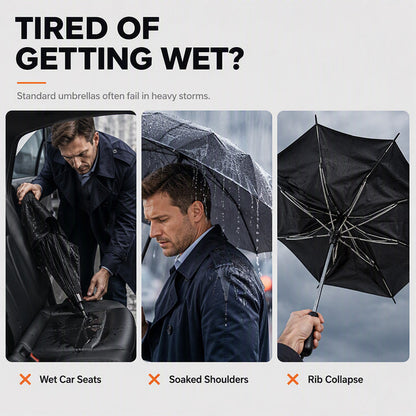 ☂️50% OFF NOW! Extra-Large Folding Umbrella – 130cm 12-Rib Windproof Reverse Fold Umbrella, UPF50+ Sun Protection Oversized Umbrella for Family Commute & Outdoor