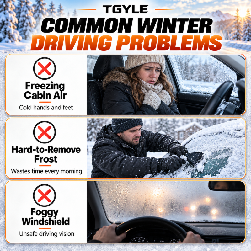 Portable Car Heater Defroster with 360-Degree Rotating Base