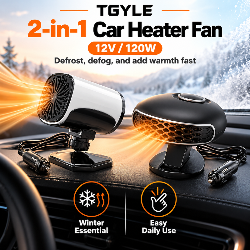 Portable Car Heater Defroster with 360-Degree Rotating Base