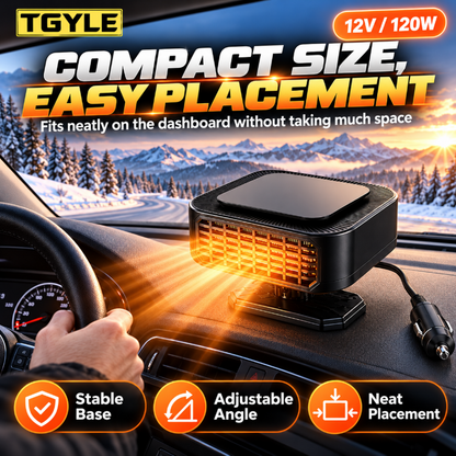 Portable Car Heater Defroster with 360-Degree Rotating Base