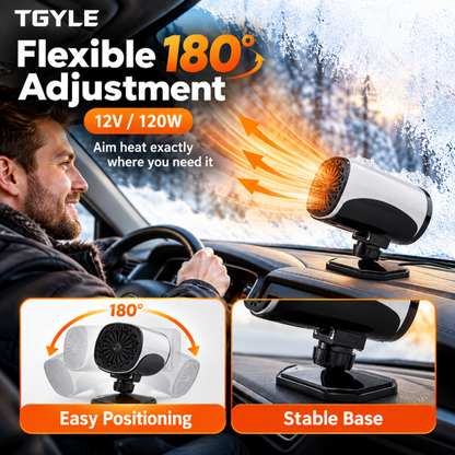 Portable Car Heater Defroster with 360-Degree Rotating Base