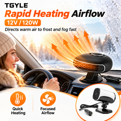 Portable Car Heater Defroster with 360-Degree Rotating Base