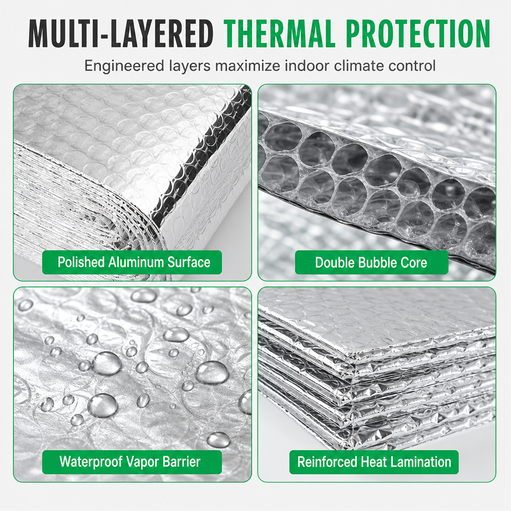 ♨️ Reflective Double Bubble Insulation Foil – Radiator Heat Reflector
