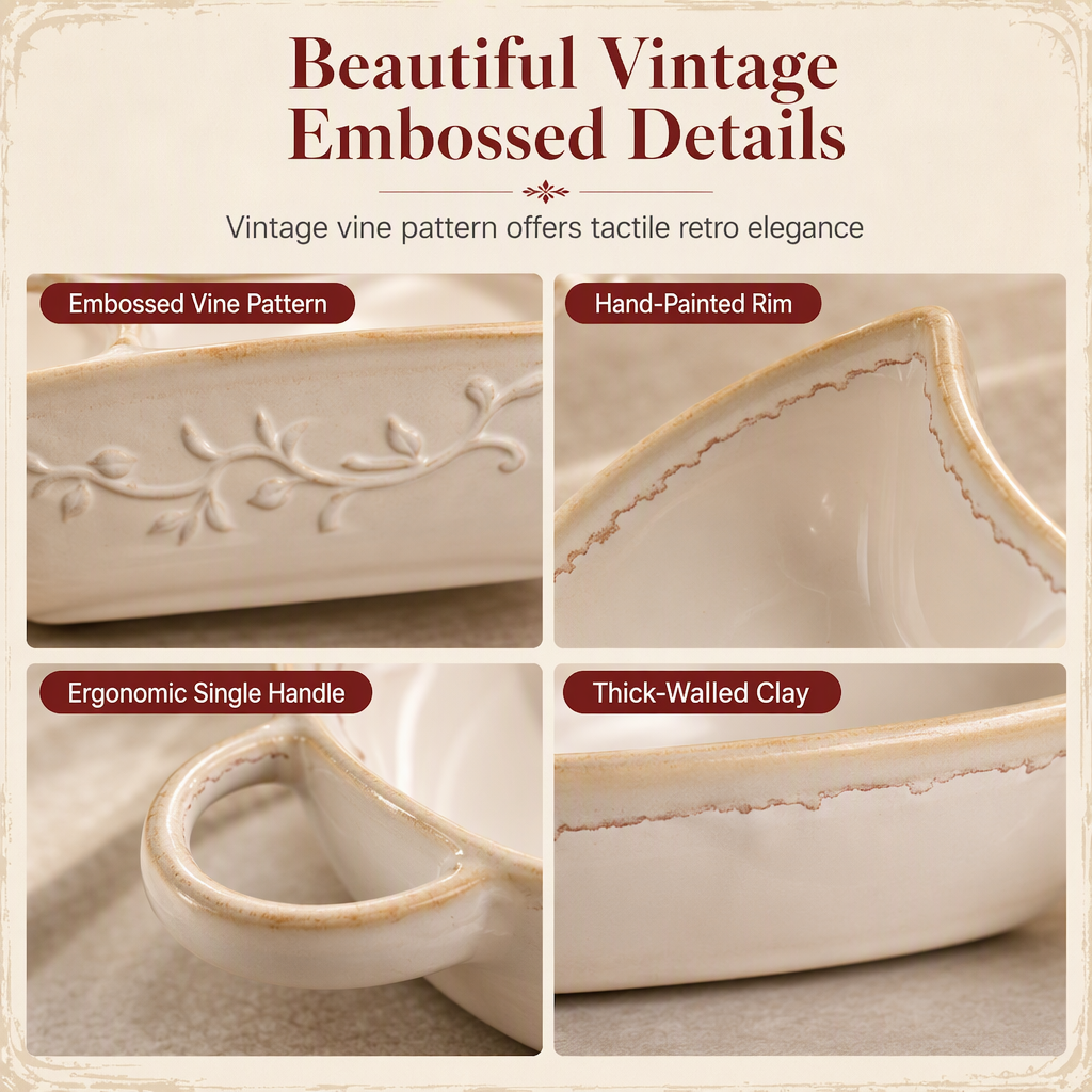 🍲 50% OFF! ✨ Retro Ceramic Divided Baking Dish – Vintage Style, Dual Compartments & Elegant Dining for Every Occasion ❤️