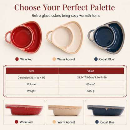 🍲 50% OFF! ✨ Retro Ceramic Divided Baking Dish – Vintage Style, Dual Compartments & Elegant Dining for Every Occasion ❤️