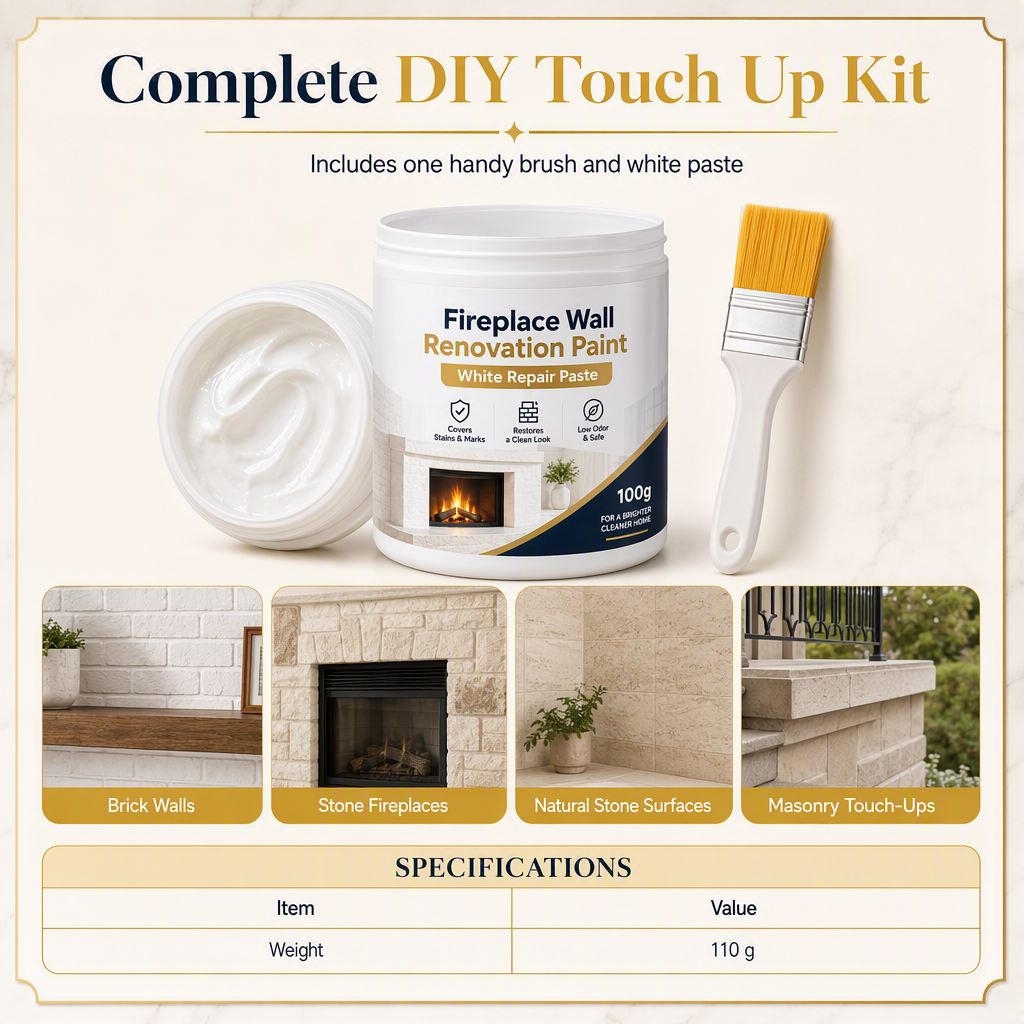 🥳2026 HOT SALE🥳💞50K+ SOLD! 🧱✨ 50% OFF! Instant White Wall Touch-Up Paste – covers soot & stains on brick, high-coverage matte finish. Low odour, 3-step DIY refresh! 🛡️✅