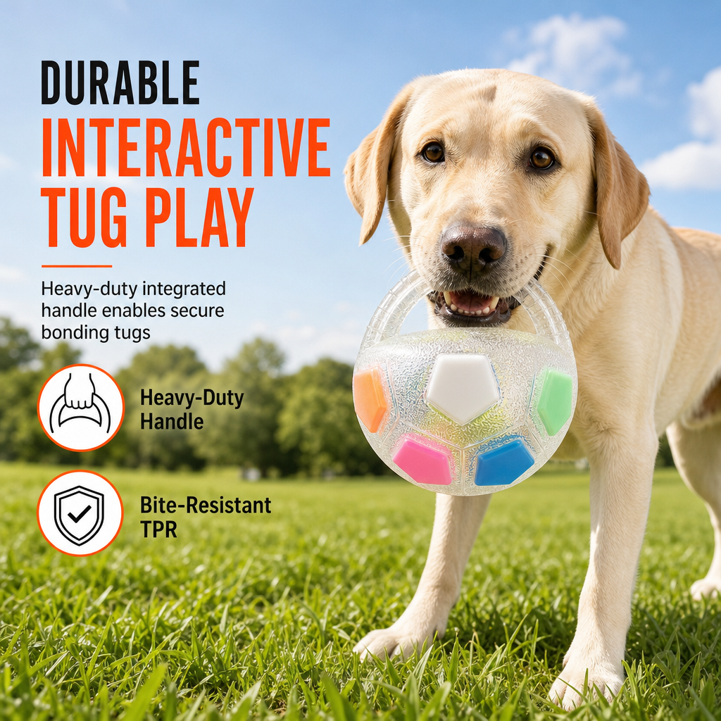 Interactive Dog Soccer Ball Toy with Grab Tabs