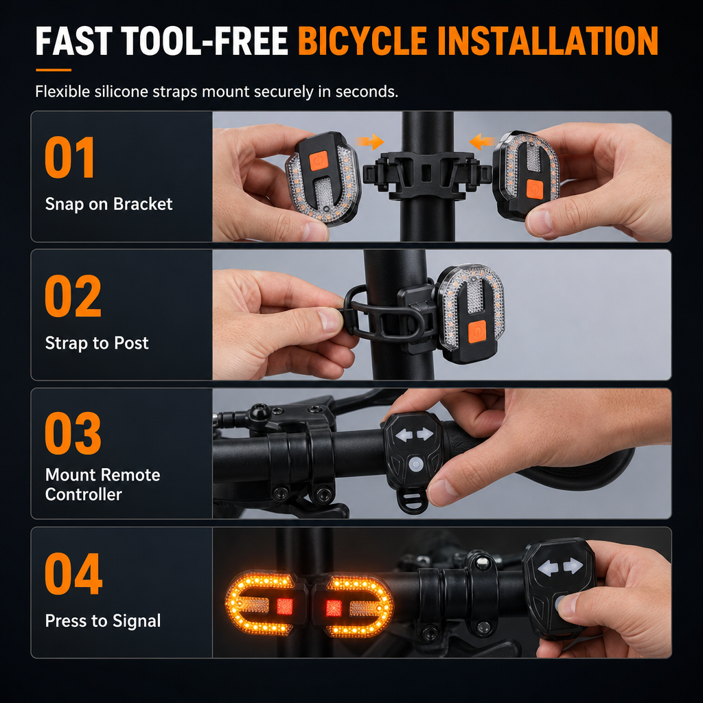 🚴🖱️USB-Rechargeable Bike Turn Signal Tail Light |  For Night Commuter Cycling Safety🚦
